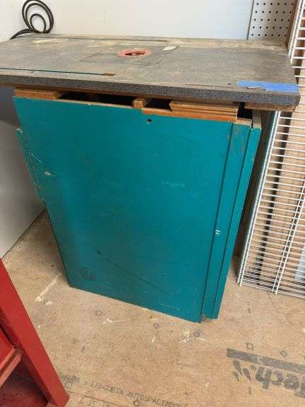 Router Table with Cabinet, Lumber, and Shelf