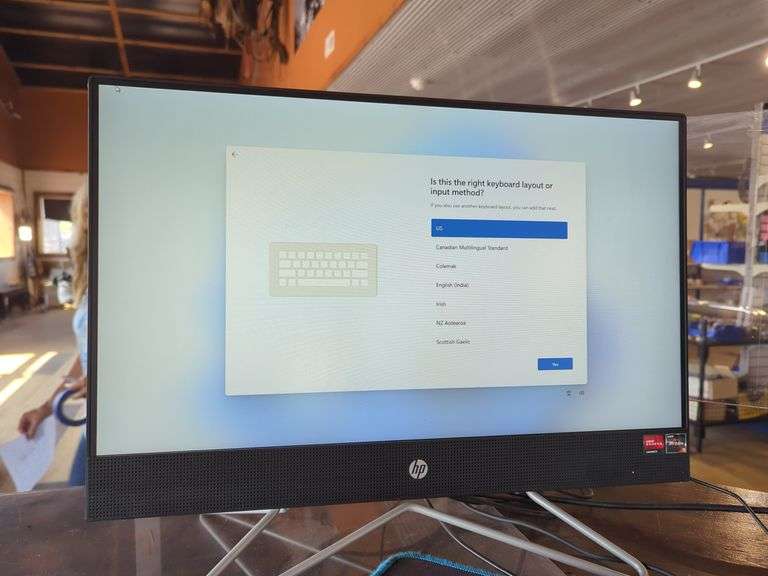 HP All-in-One PC and Onn Monitor with Keyboard and Mouse