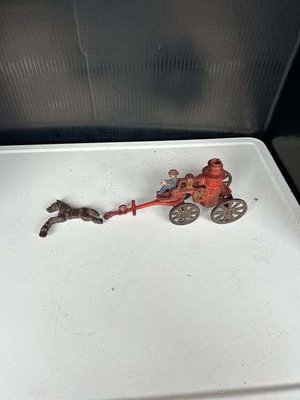 Cast Iron Horse Drawn Fire Pumper Toy image