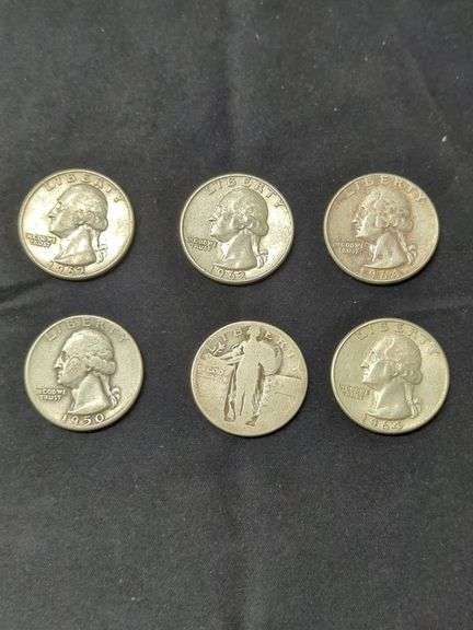 Mixed Date US Quarters - 6 Coins image