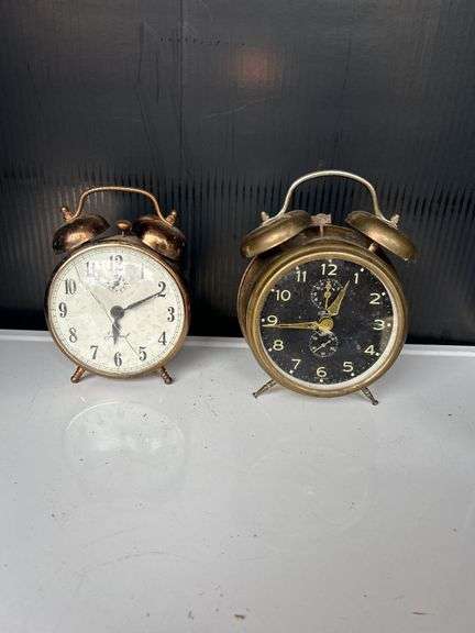 Pair of Decorative Metal Alarm Clocks image