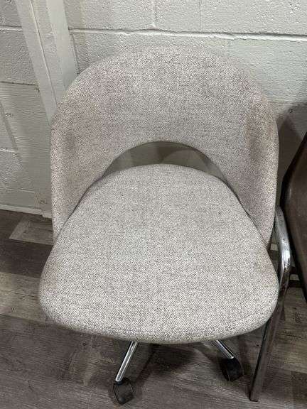 Pair of Office Chairs - Fabric Swivel and Brown Vinyl