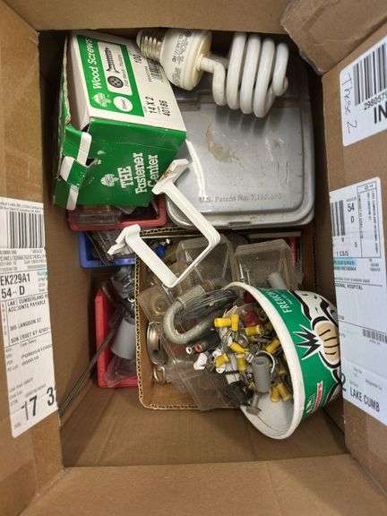 Box of Various Electrical and Plumbing Parts