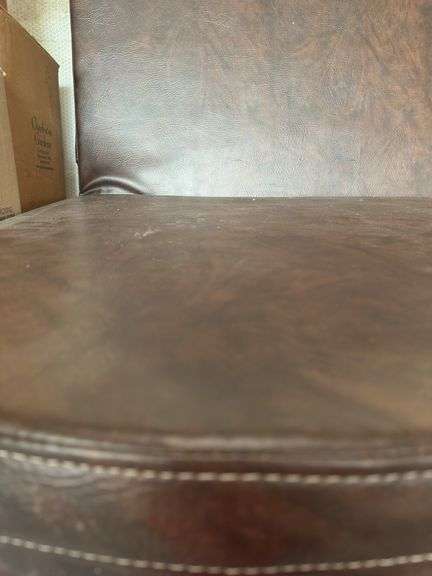 Brown Vinyl Folding Loveseat with Straps
