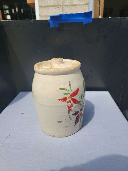Hand-Painted Stoneware Crock with Lid image