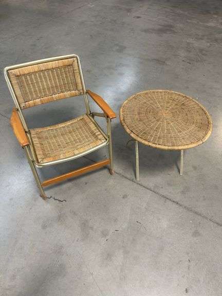 Wicker Patio Set with Folding Chair and Table image