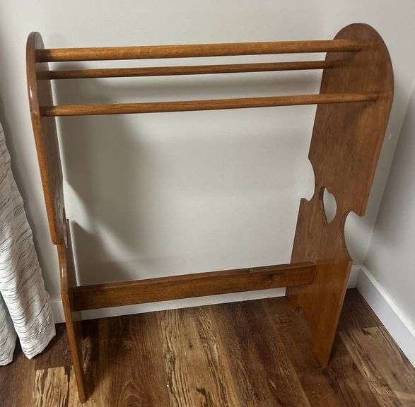 Wooden Quilt Rack with Heart Cutouts image