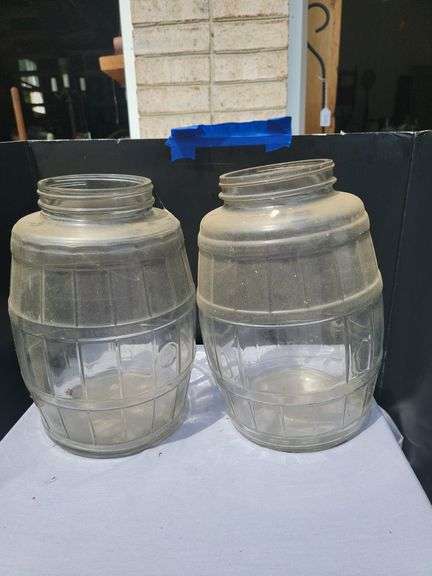 Pair of Barrel-Shaped Glass Storage Jars image