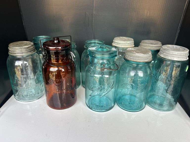 Group of Mason Jars - Ball, Atlas, and Lightning Jars image