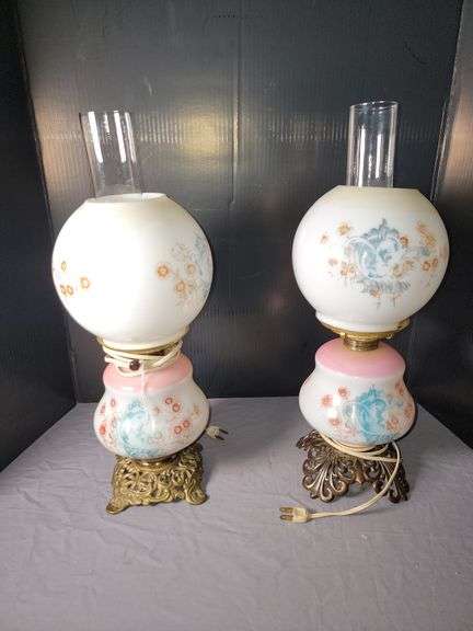 Pair of Decorative Parlor Lamps with Floral Design image
