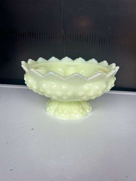 Fenton Hobnail Yellow Milk Glass Candle Holder - Patent 3301339 image