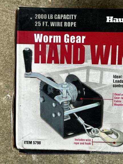 Haul Master Worm Gear Hand Winch - 2000 lb Capacity - NEW in Box