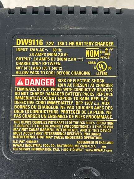 DeWalt Battery and Chargers - DW9118 & DW9116