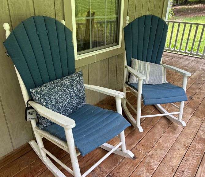 Pair of Outdoor Rocking Chairs with Cushions image