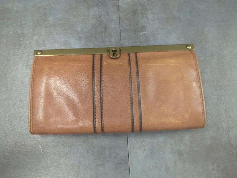 Authentic Fossil Brown Leather Clutch Wallet image