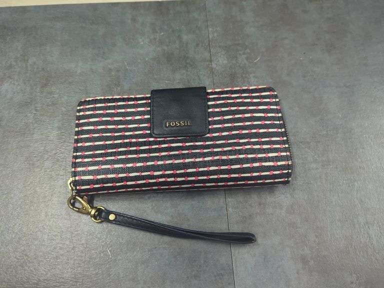 Authentic Fossil Patterned Clutch Wallet with Wrist Strap image