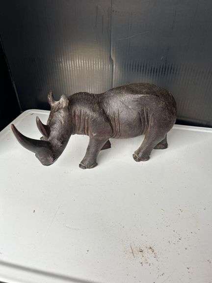 Hand Carved Wooden Rhinoceros Sculpture image