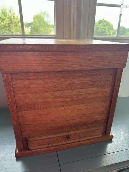 Wooden Oak Roll Top Desk Organizer image