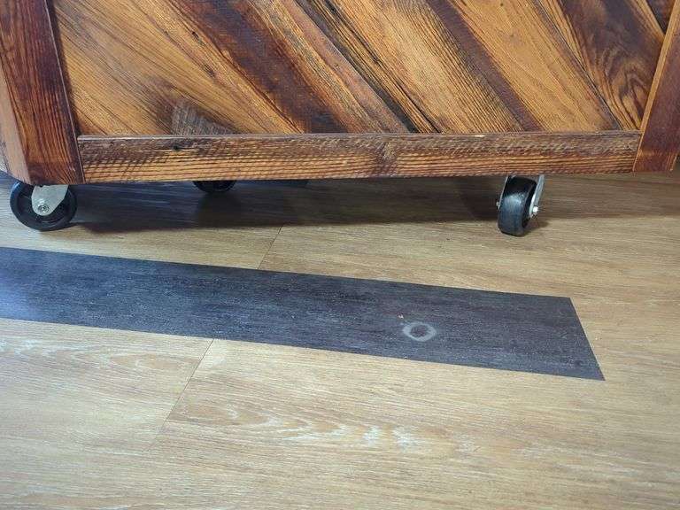 HANDCRAFTED WOODEN BAR OR COUNTER ON CASTERS