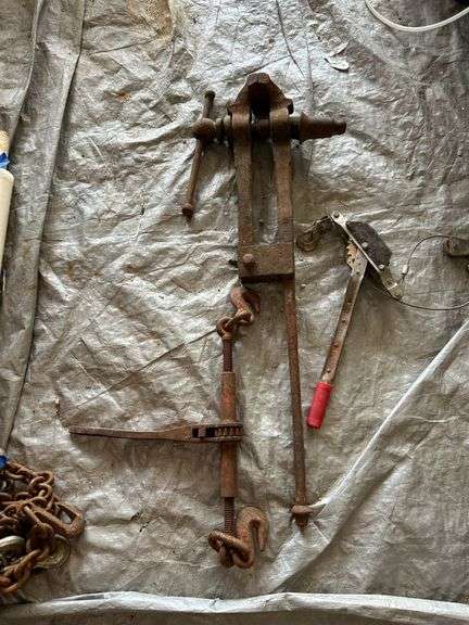 Assorted Metal Working Tools: Vise, Puller, and Clamp image