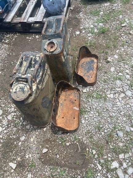 Pair of Metal Fuel Cans with Mounting Brackets