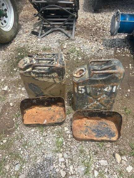 Pair of Metal Fuel Cans with Mounting Brackets image