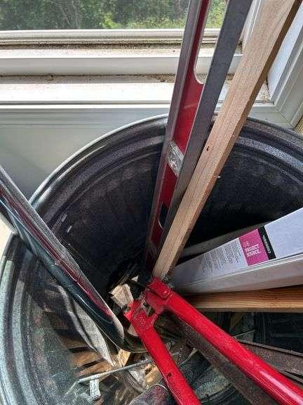 Tools, Including Levels, Bolt Cutters, and Metal Clamps