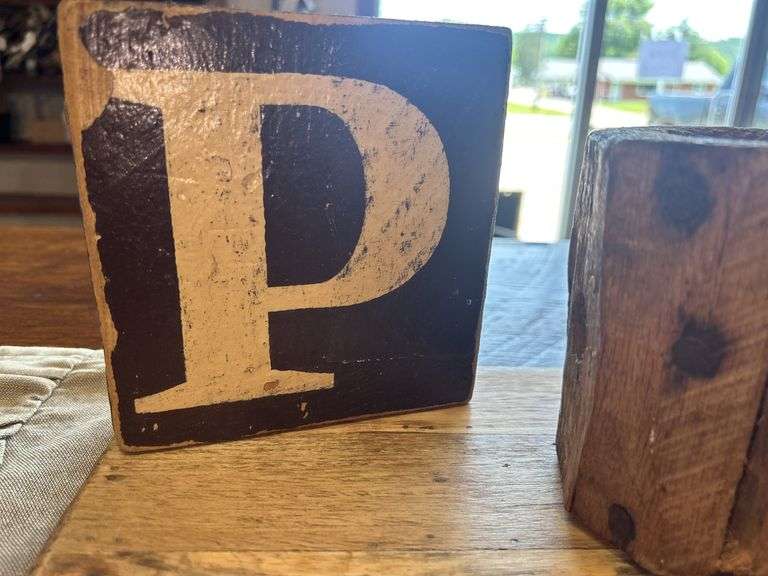Decorative Home Accent Pieces: Wooden Mallet, Letter Block, Candle Holder