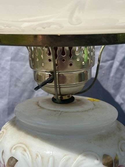 Floral Decorated Glass Table Lamp