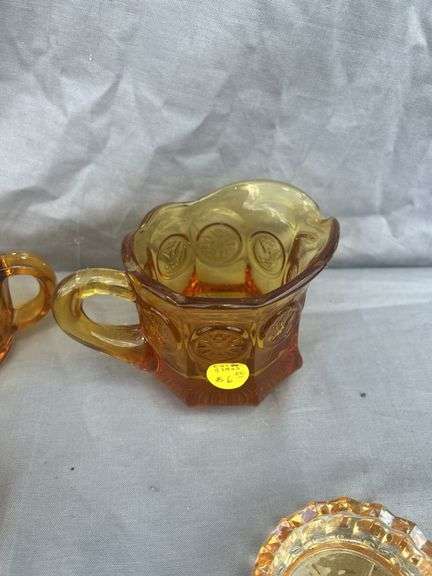 Assorted Amber Glass Dishes