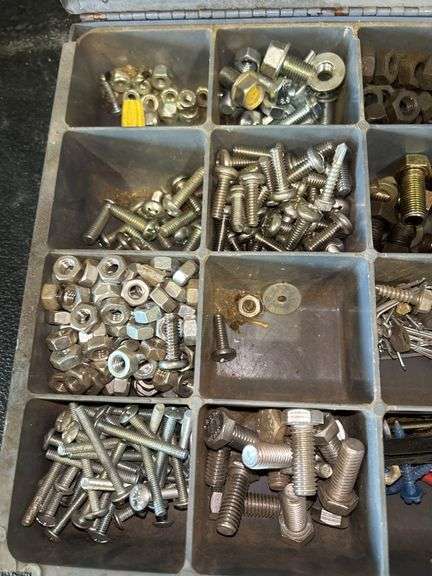 Metal Organizer Box with Assorted Nuts and Bolts