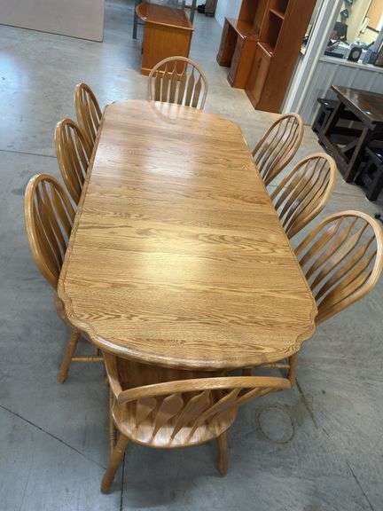 Oak Dining Table with Eight Chairs image