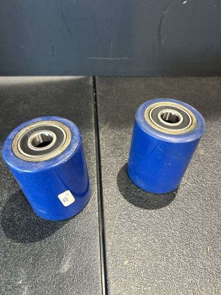 Pair of Blue Industrial Wheels/Rollers image