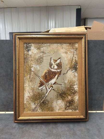Framed Oil Painting of an Owl by Thomas K. image