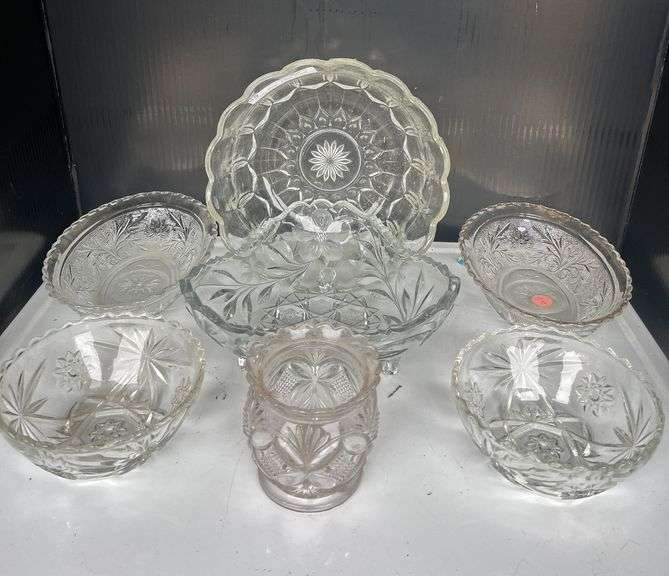 Assorted Decorative Glass Bowls and Jar image
