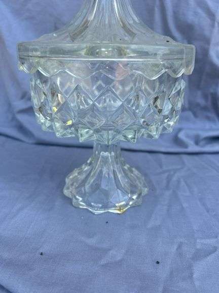 Covered Clear Glass Candy Dish