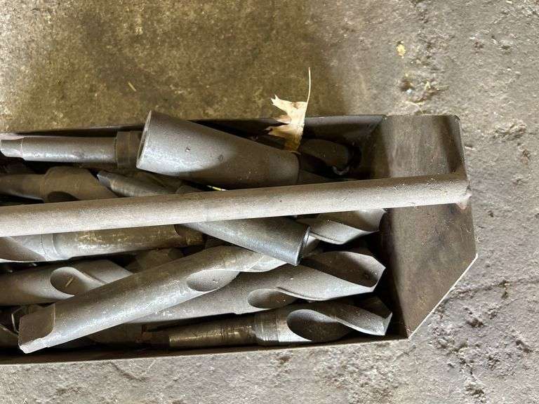 Large Lot of Drill Bits in Metal Box