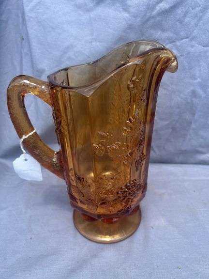 Amber Glass Pitcher with Grapevine Design image