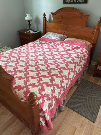 Wood Bed Frame with Quilt image