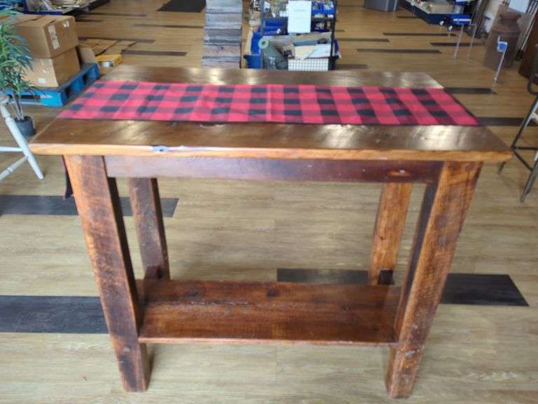 Handmade Wooden Side Table with Shelf image