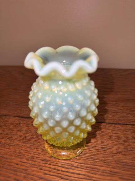 Fenton Yellow Opalescent Hobnail Vase image