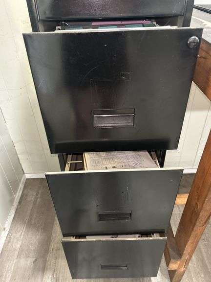 Black Four-Drawer Metal Filing Cabinet with LED Wafer Lighting Kit