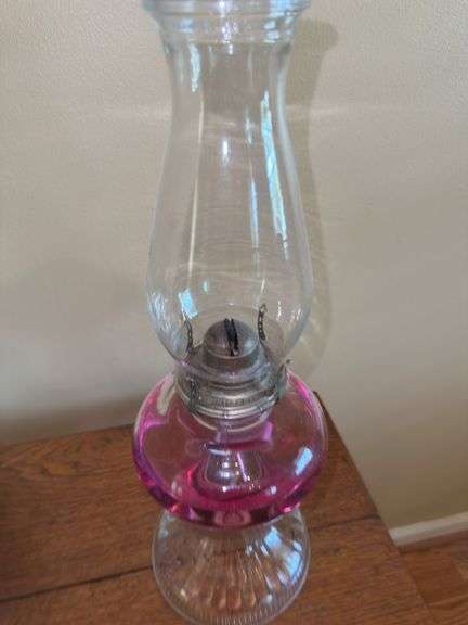 Clear Glass Oil Lamp with Pink Reservoir image