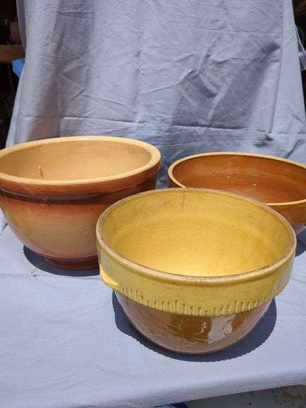 Collection of 3 Stoneware Mixing Bowls image