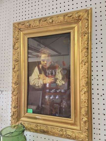 Framed Print of a Girl with Lamb image