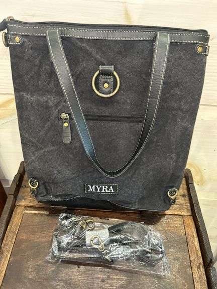Myra Bag Black and Gray Woven Aztec Tote Bag