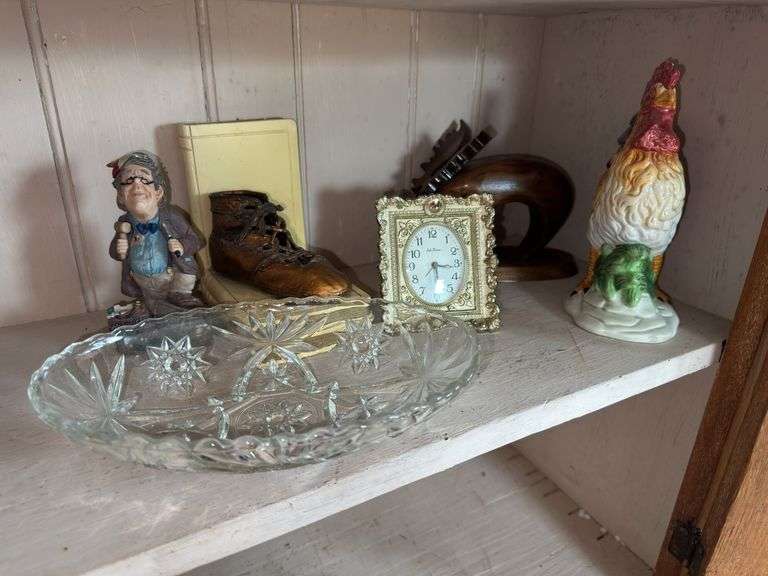 Assorted Decorative Collectibles: Figurine, Decorative Plate, Clock, and More image