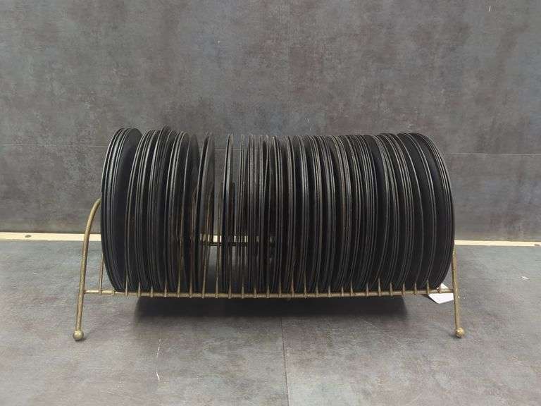 45 RPM Vinyl Records with Rack image