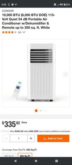 NEW - COWSAR 10000 BTU PORTABLE AIR CONDITIONER AND DEHUMIDIFIER COMBO