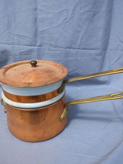 Copper Steamer Pot Set with Brass Handles image